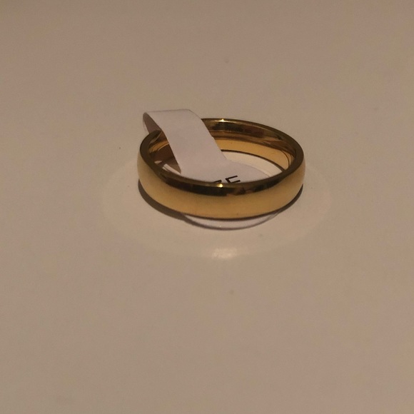 Gold Stainless Steel Polished 4mm Band Ring - Picture 1 of 7